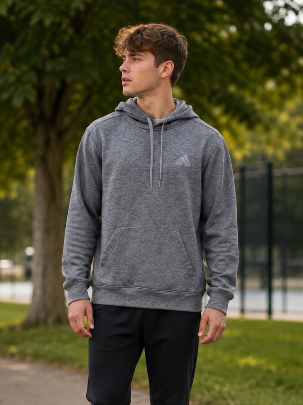adidas Gray Men's Hooded Sweatshirt